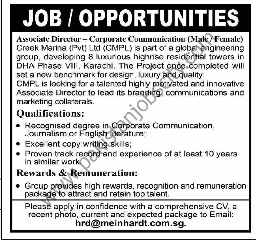 Creek Marina Pvt Ltd Jobs 27 June 2021 Dawn