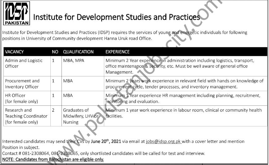 Institute of Development Studies & Practices Jobs 16 June 2021