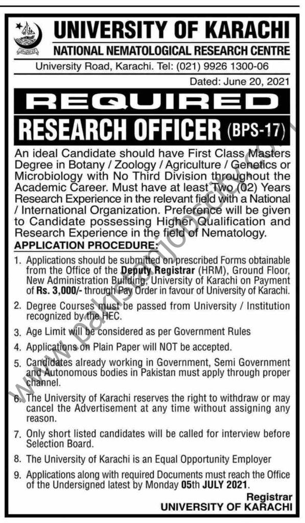 University Of Karachi Jobs 20 June 2021 Dawn