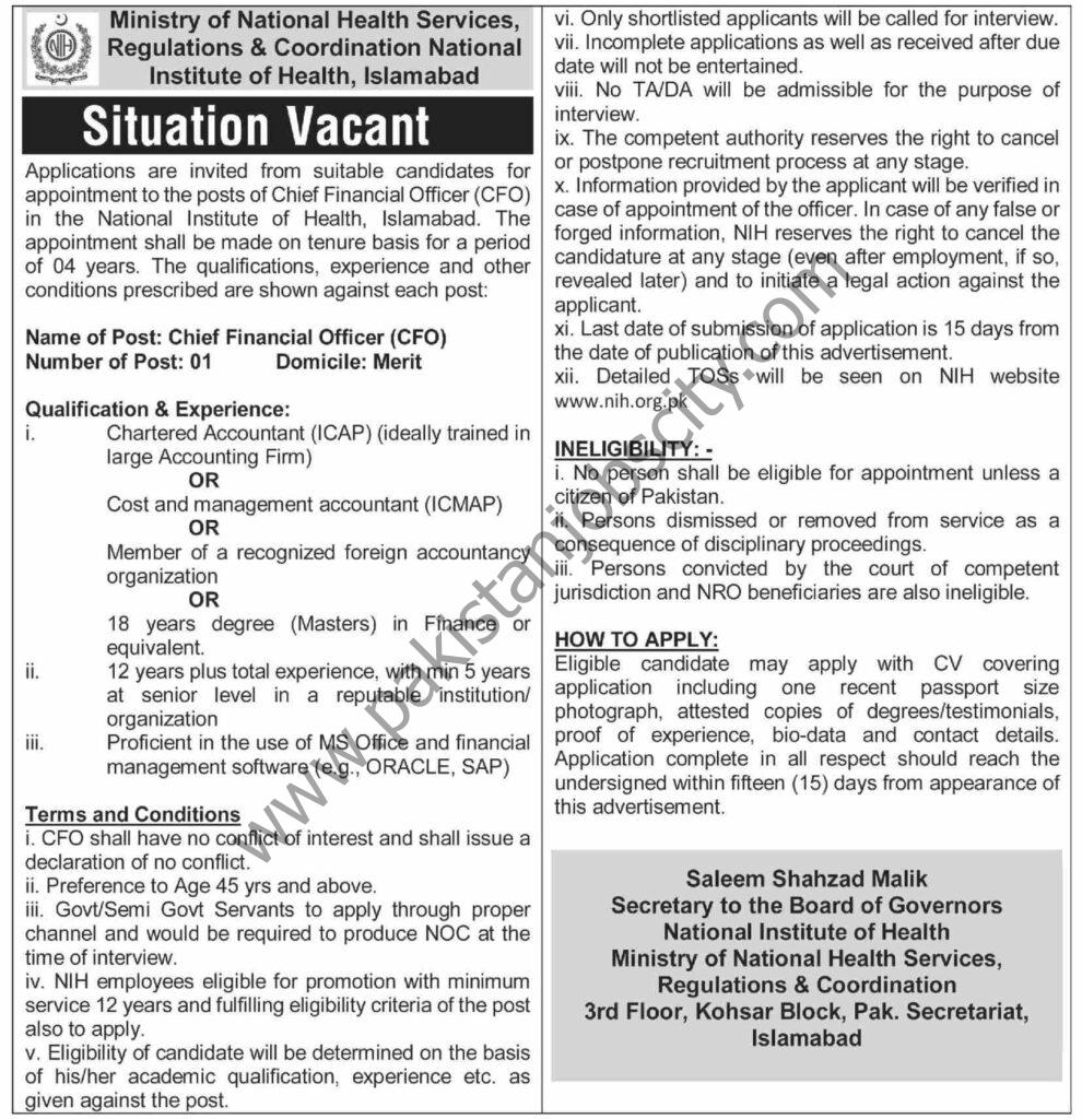 National Institute Of Health Jobs 11 July 2021 Dawn