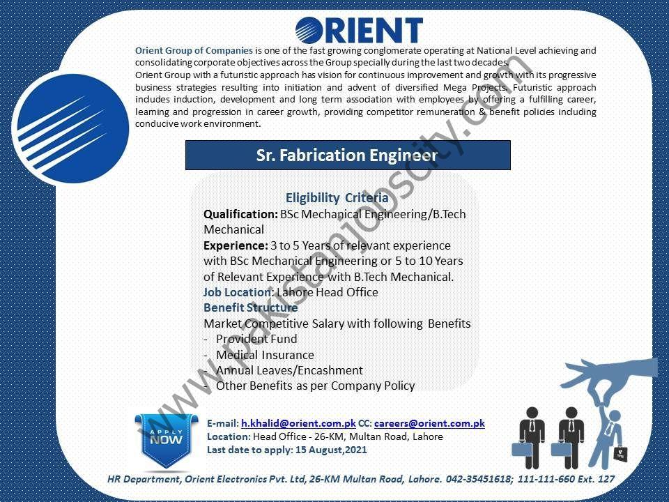 Orient Group of Companies Jobs 30 July 2021 01