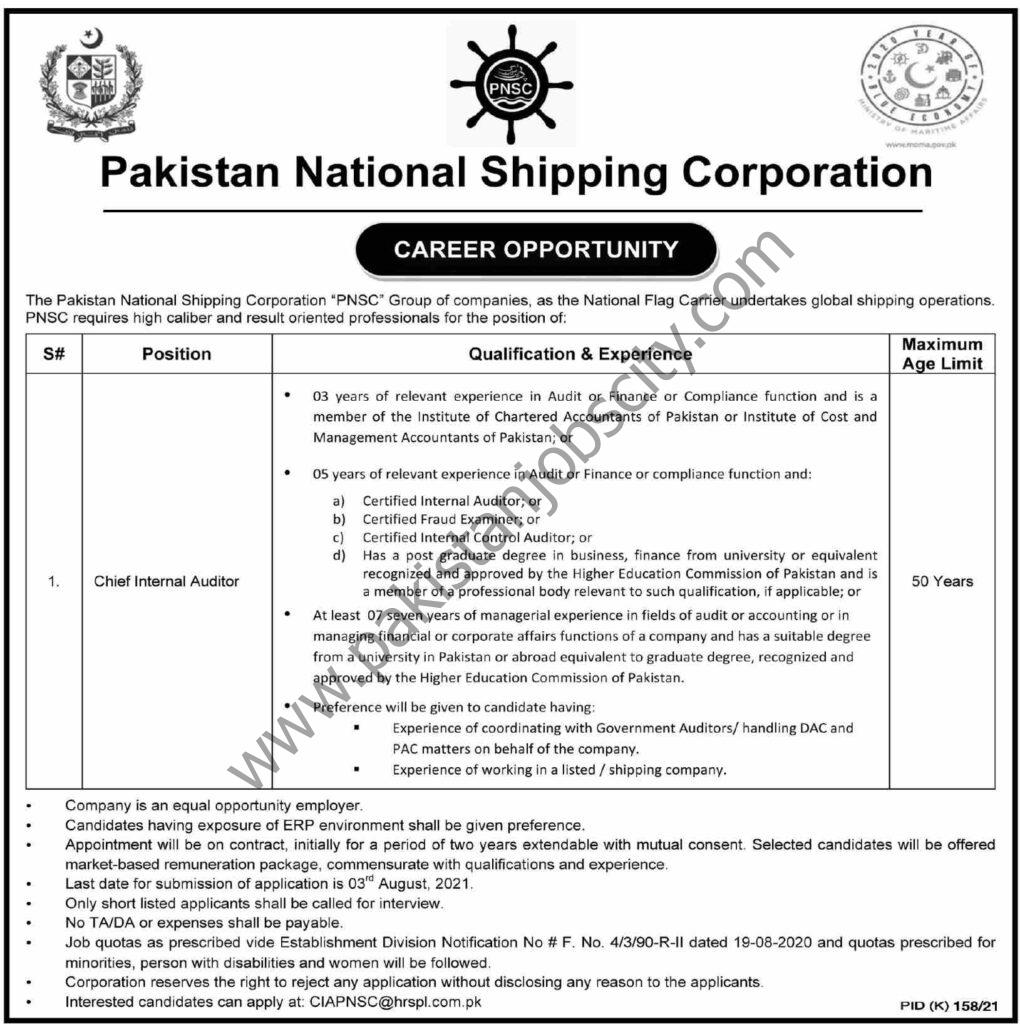 Pakistan National Shipping Corporation PNSC Jobs 18 July 2021 Dawn