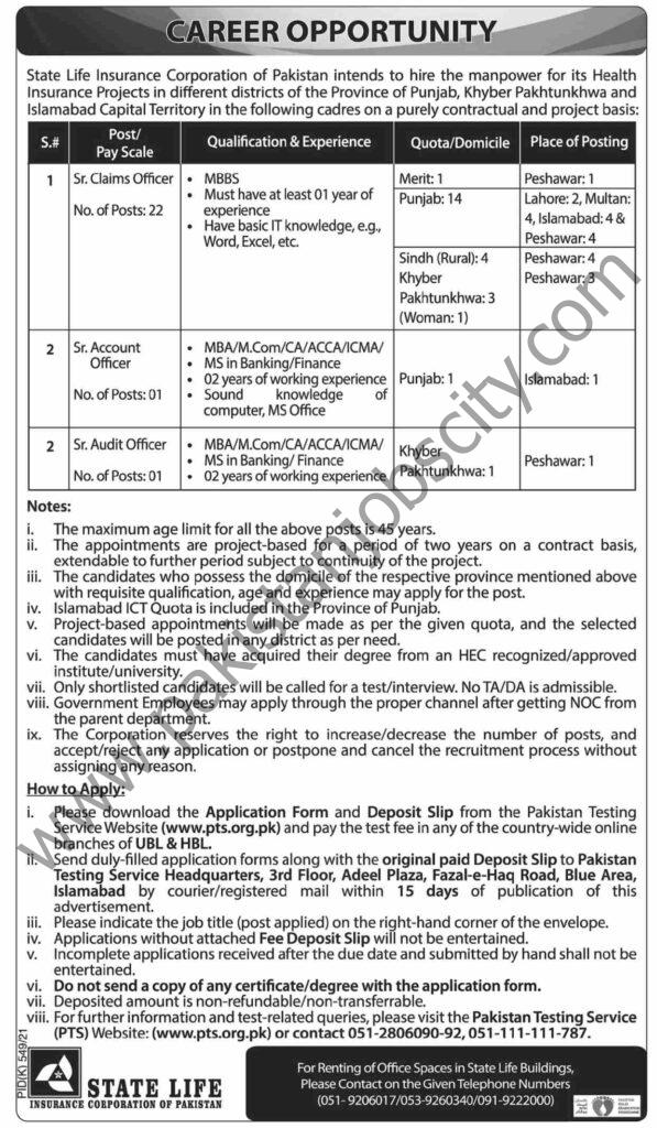 State Life Insurance Corp Jobs 29 August 2021 Express 01