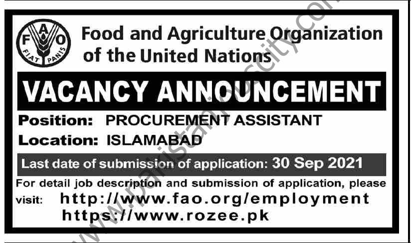 Food and Agricalture Organization FAO Jobs 19 September 2021 Dawn 01