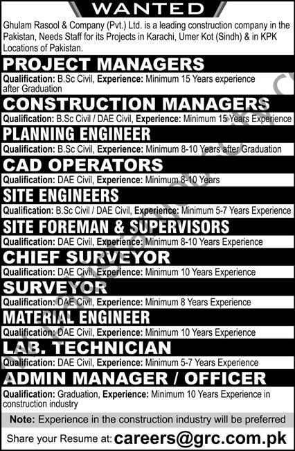 Ghulam Rasool & company Pvt Ltd Jobs 10 October 2021 Express 01