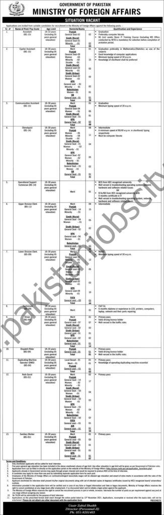 Ministry of Foreign Affairs Jobs 24 October 2021 Express 