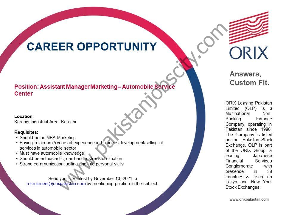 ORIX Leasing Pakistan Ltd Jobs 28 October 2021 01