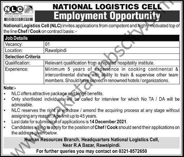 National Logistics Cell NLC Jobs 28 November 2021 Express Tribune