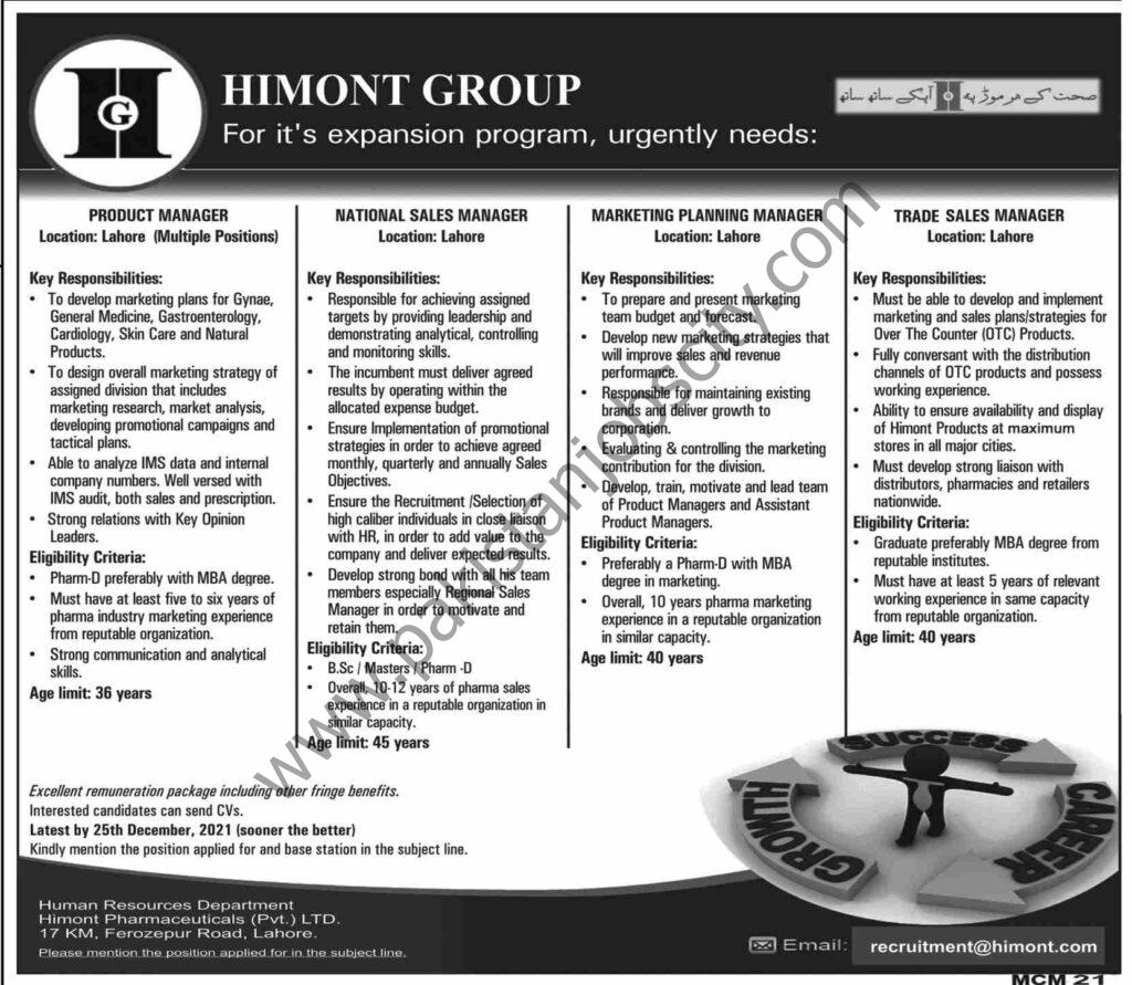 Himont Group Jobs 19 December 2021 Dawn