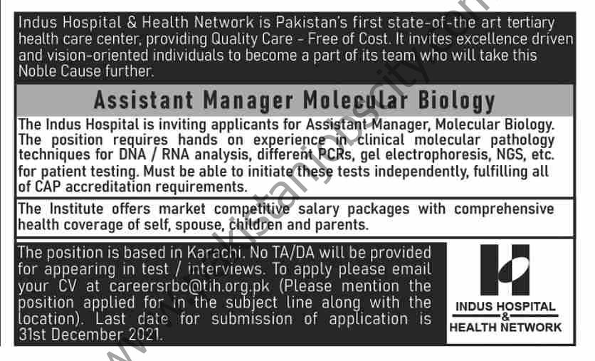 Indus Hospital Health Network Jobs 19 December 2021 Dawn