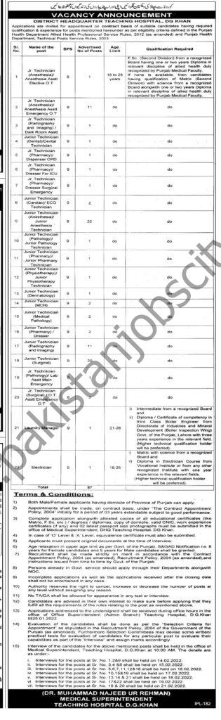 District Headquarter Teaching Hospital DG Khan Jobs 09 January 2022 Express Tribune
