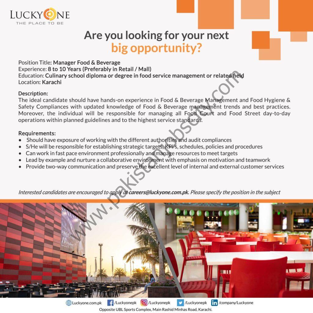 LuckyOne Mall Jobs 30 January 2022