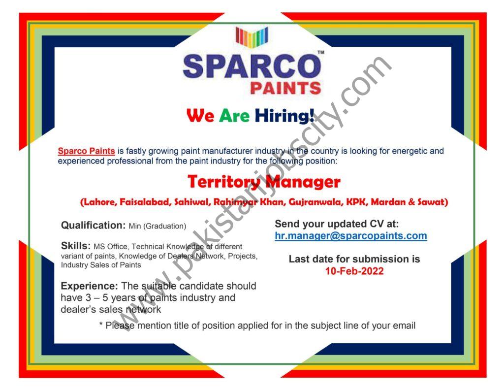Sparco Paints Jobs 30 January 2022 0