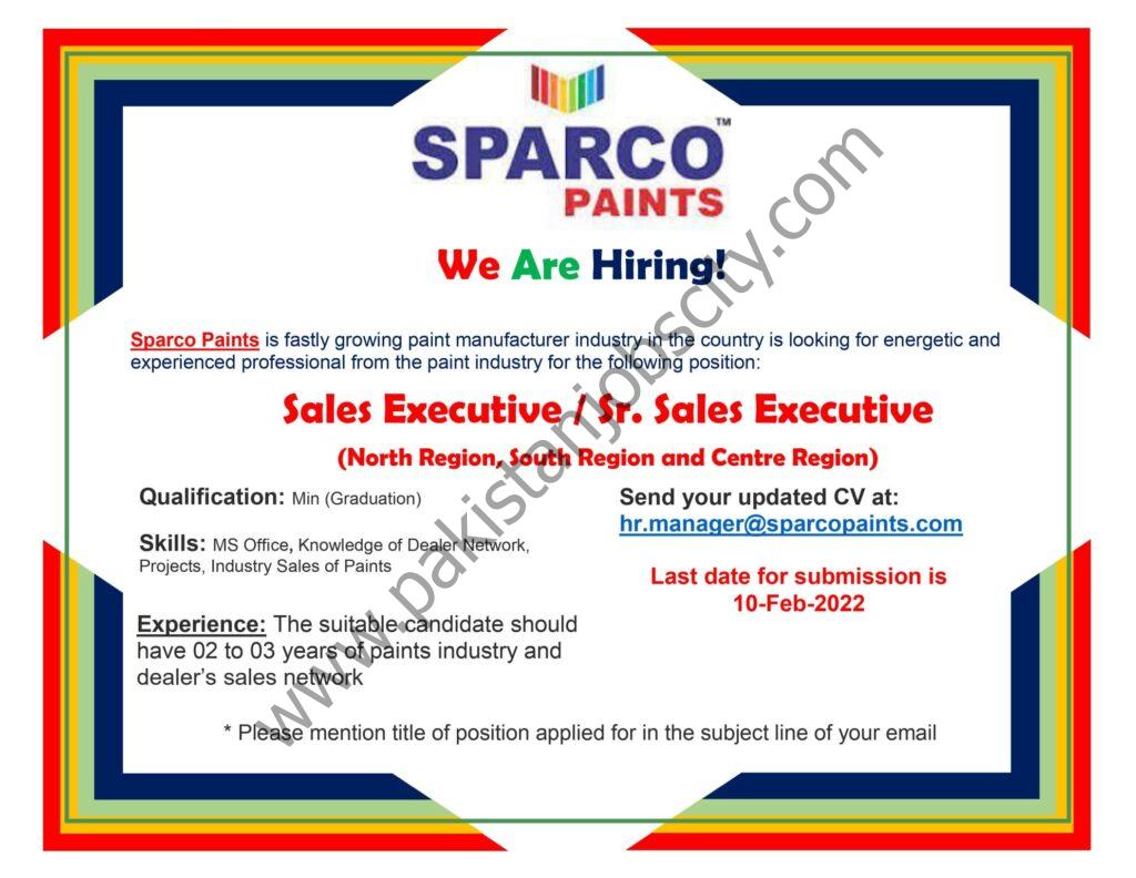 Sparco Paints Jobs 30 January 2022 02