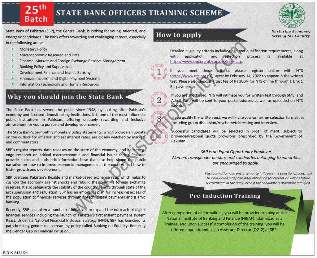 State Bank Of Pakistan SBP Officers Training Scheme Jobs 30 Janaury 2022 Dawn