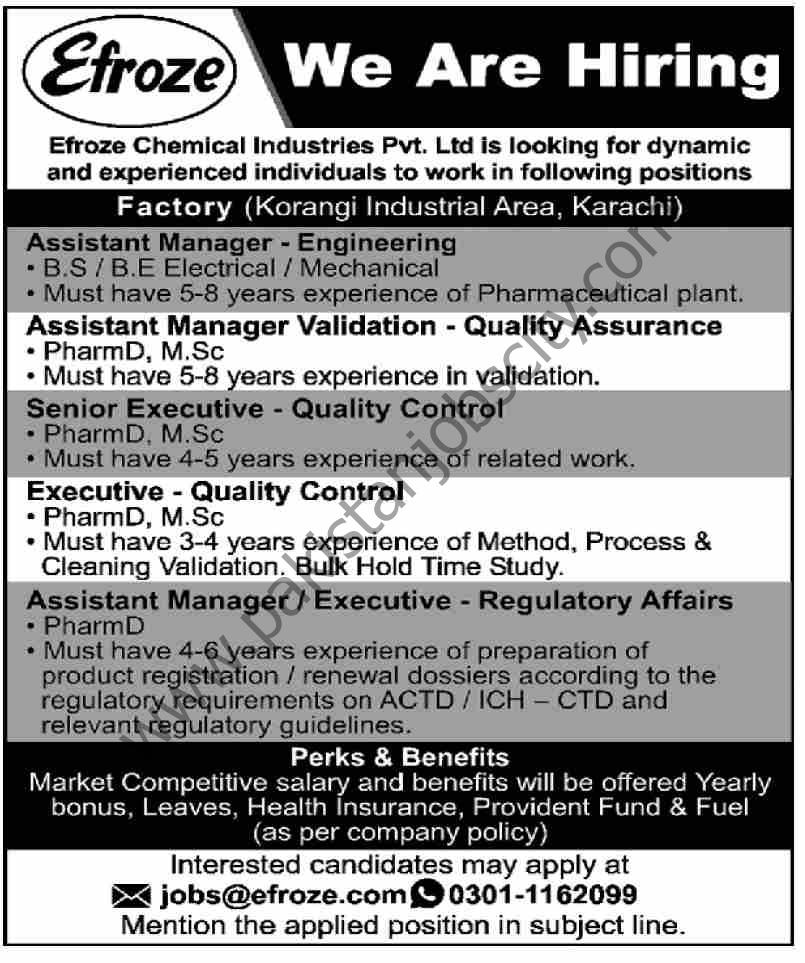 Efroze Chemical Industries Pvt Ltd Jobs 20 February 2022 Dawn 01