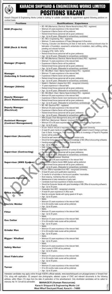 Karachi Shipyard & Engineering Works Ltd Jobs 27 February 2022 Express Tribune 01