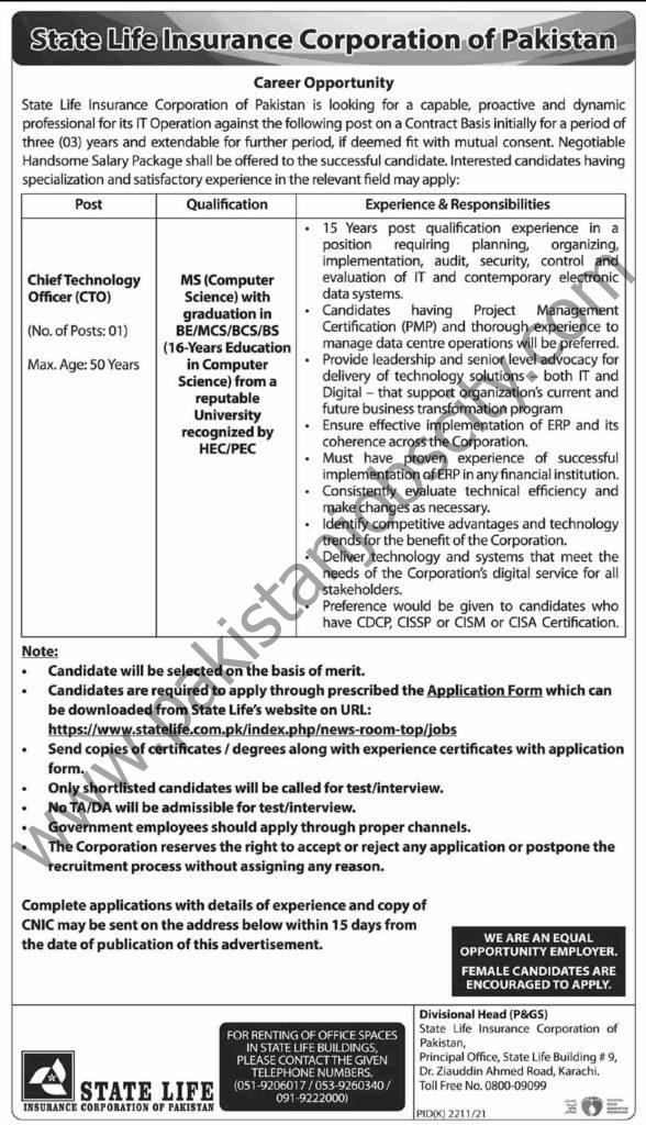 State Life Insurance Corp Jobs 06 February 2022 Express 01