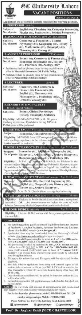 GC University Lahore Jobs 17 April 2022 Dawn 02