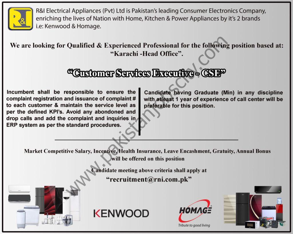 R&I Electrical Appliances Pvt Ltd Jobs 29 April 2022 01