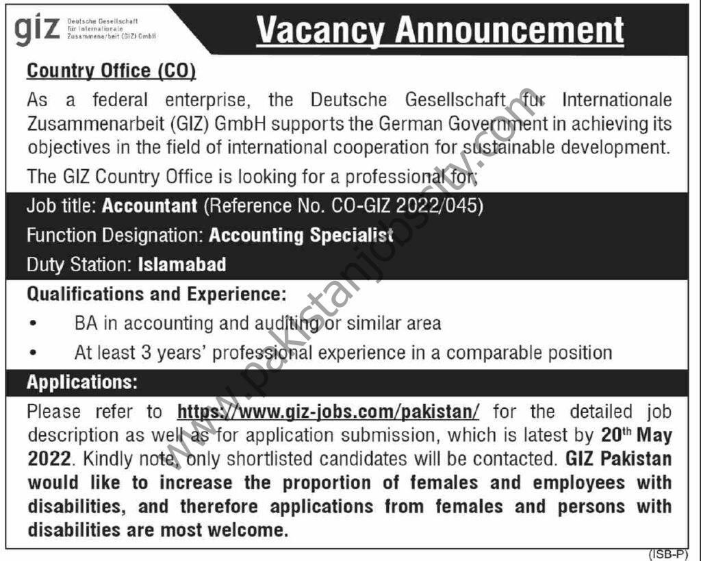 GIZ Pakistan Jobs 08 May 2022 Dawn 1