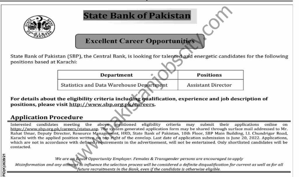 State Bank of Pakistan SBP Jobs 05 June 2022 Dawn 1