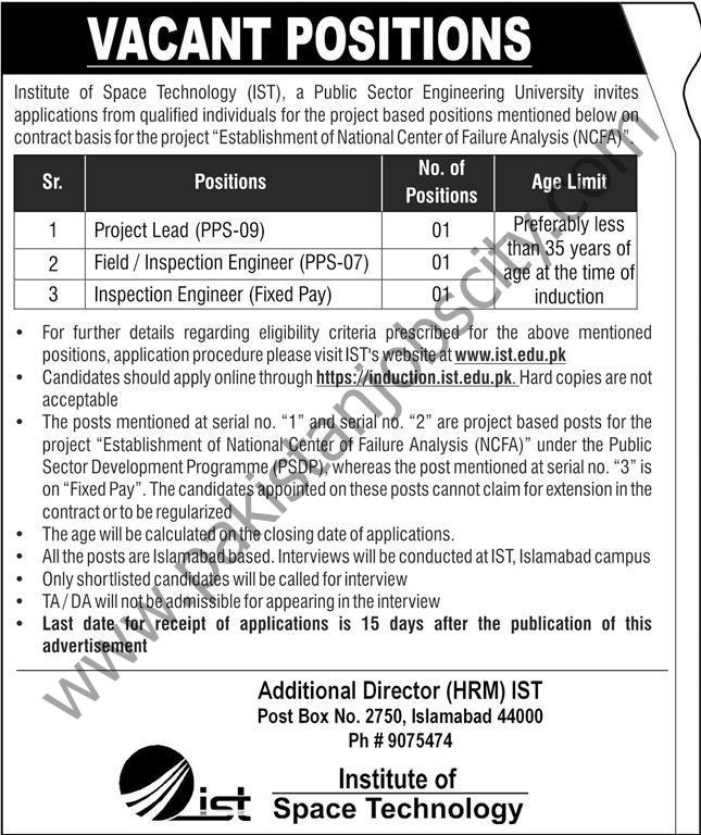 Institute of Space Technology IST Jobs 28 August 2022 Express 1
