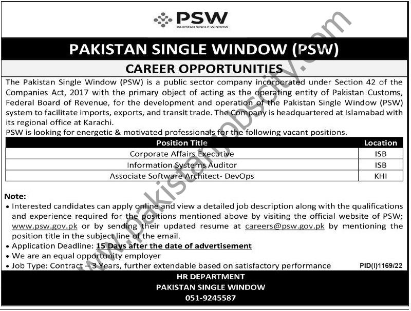 Pakistan Single Window PSW Jobs 28 August 2022 Express Tribune 1