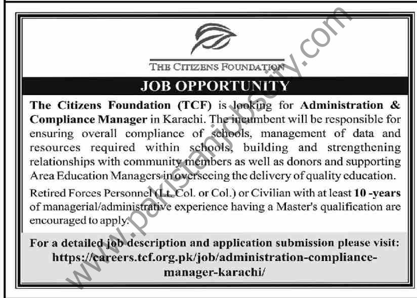 The Citizens Foundation TCF Jobs 21 August 2022 Dawn 1