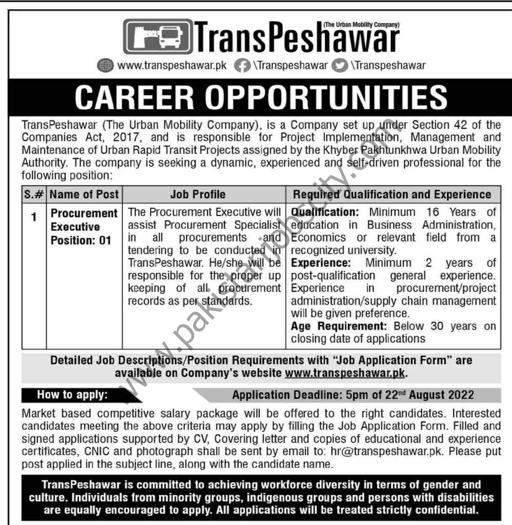 TransPeshawar Jobs 07 August 2022 Dawn 6