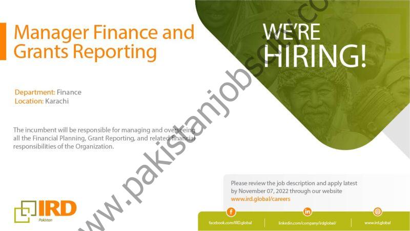 IRD Pakistan Jobs Manager Finance & Grants Reporting 1