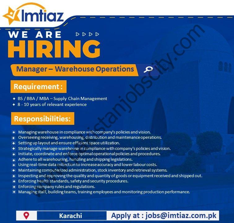 Imtiaz Super Market Jobs Manager Warehouse Operations 1