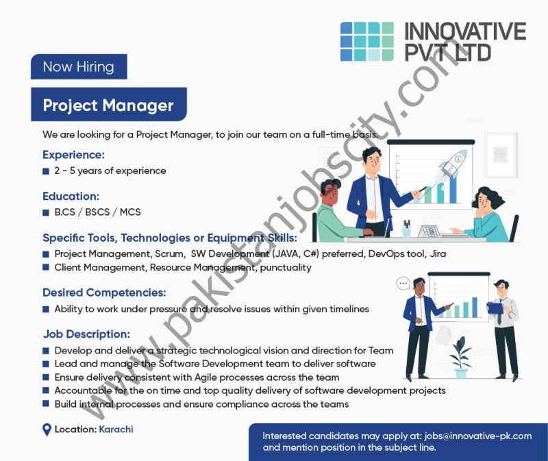 Innovative Pvt Ltd Jobs Project Manager 1