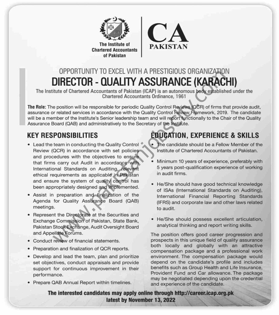 Institute of Chartered Accountants of Pakistan ICAP Jobs 30 October 2022 Dawn 1