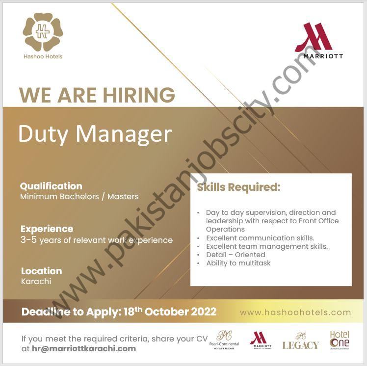 Marriott Karachi Jobs Duty Manager 1