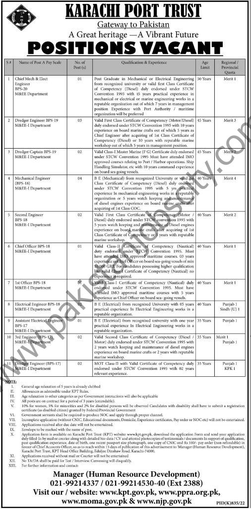 Karachi Port Trust KPT Jobs 02 October 2022 Express Tribune 1