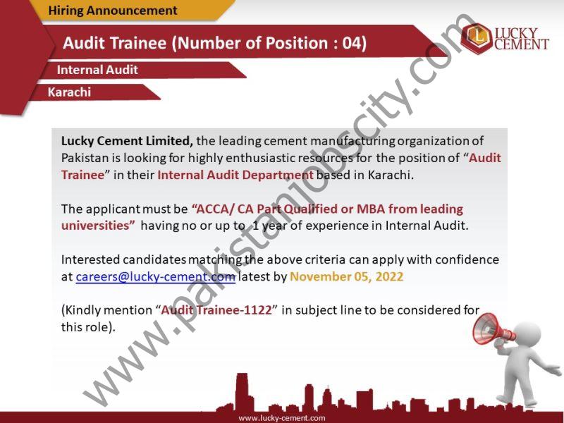 Lucky Cement Limited Jobs Audit Trainee 1