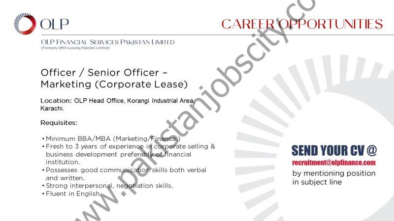 OLP Financial Services Pakistan Ltd Jobs Officer / Senior Officer Marketing 1