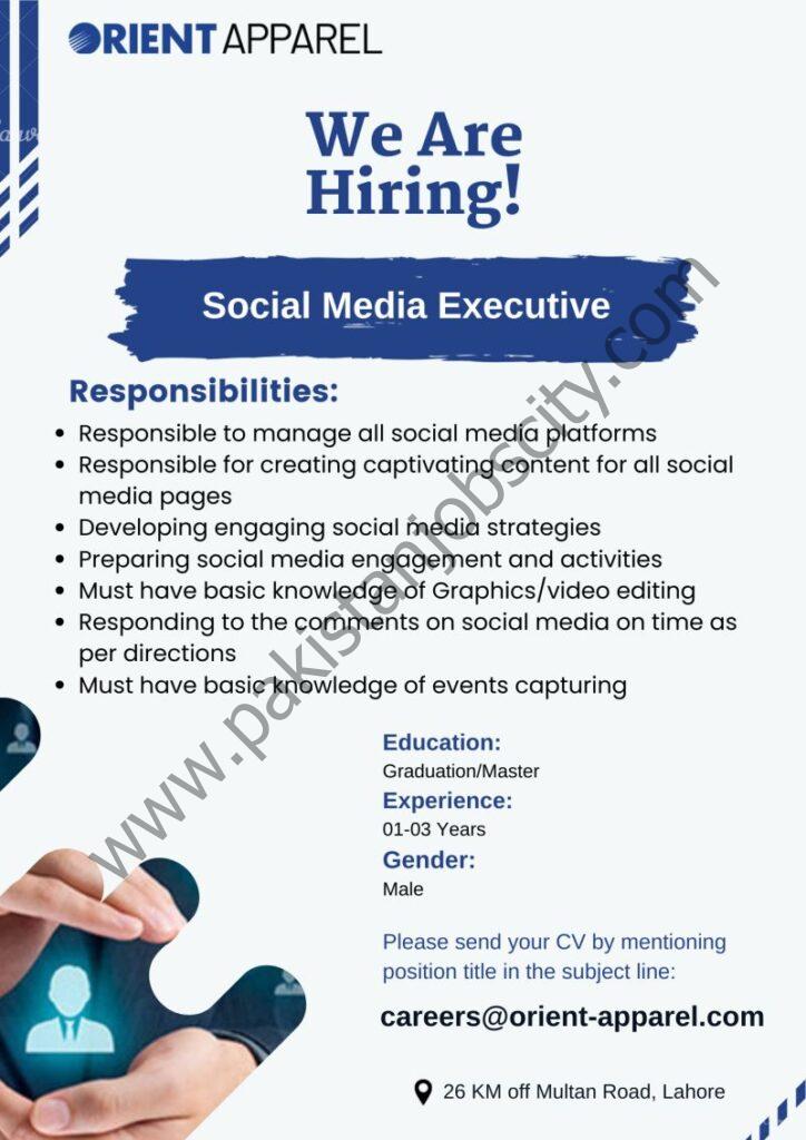Orient Apparel Pvt Ltd Jobs Social Media Executive  1