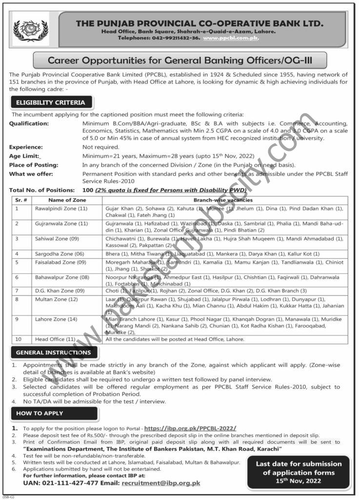 Punjab Provincial Cooperative Bank Ltd PPCBL Jobs 30 October 2022 Dawn 1