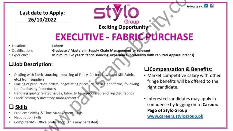 Stylo Pvt Ltd Jobs Executive Fabric Purchase 1