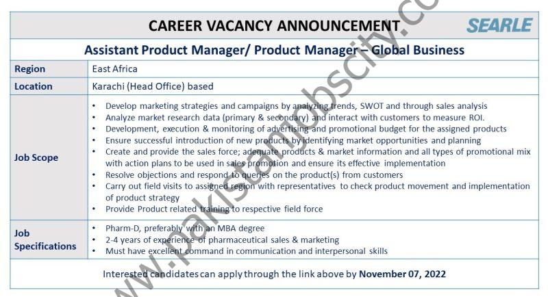 The SEARLE Company Jobs Assistant Product Manager / Product Manager Global Business 1