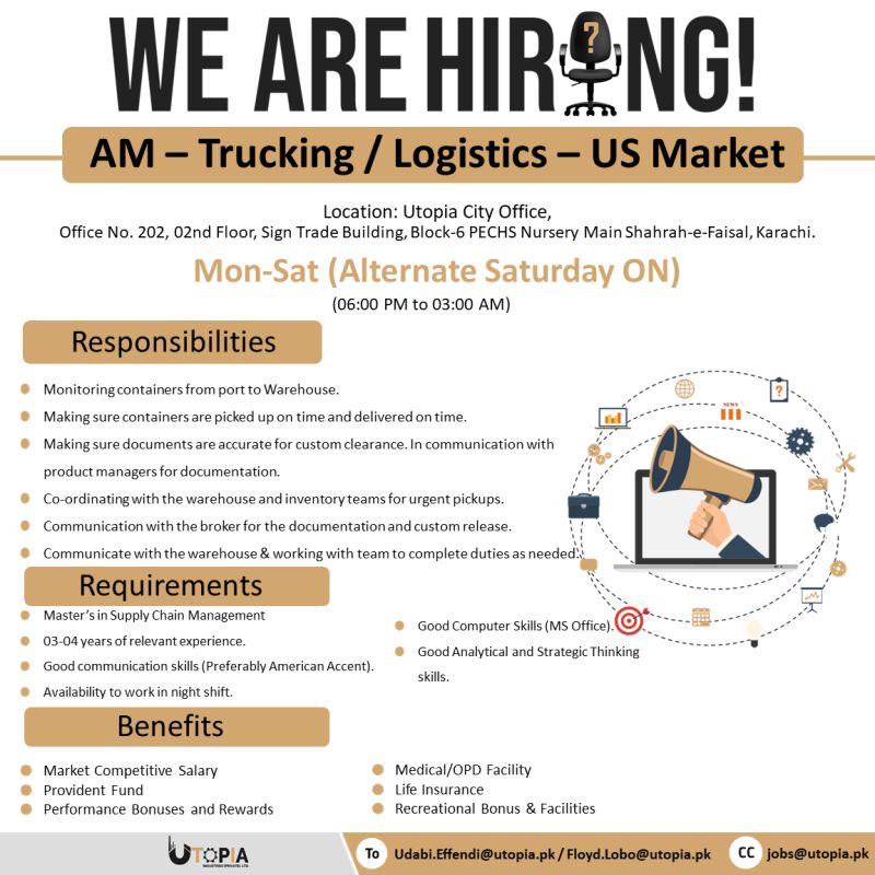 Utopia Industries Pvt Ltd Jobs AM Trucking & Logistics 1