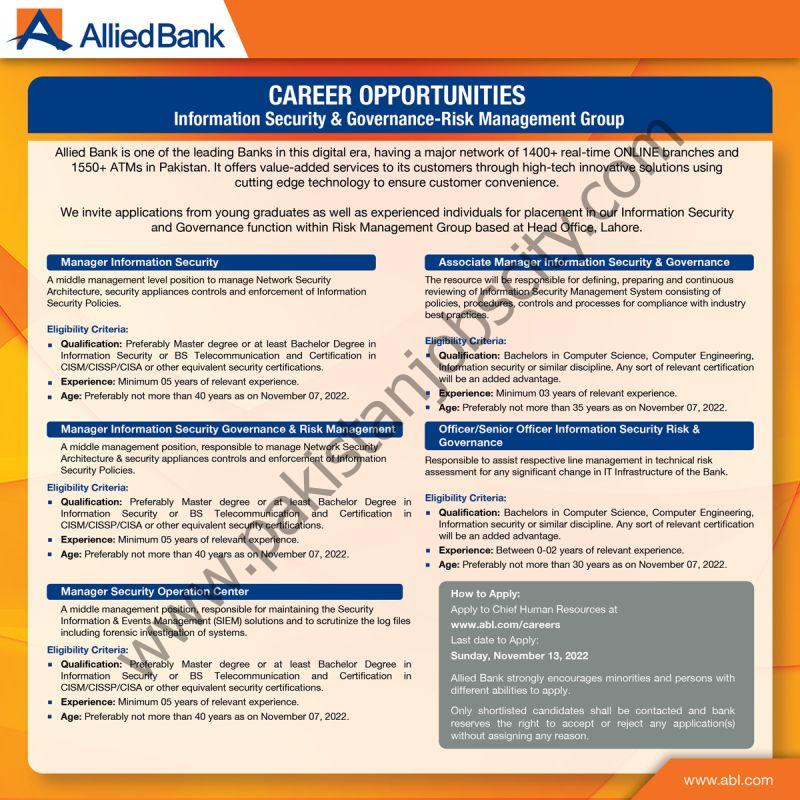 Allied Bank Ltd ABL Jobs November 2022 1