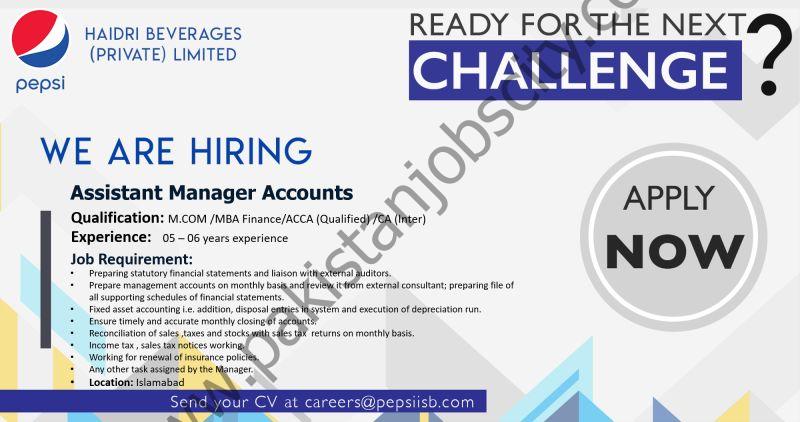 Haidri Beverages Pvt Ltd Jobs Assistant Manager Accounts 1