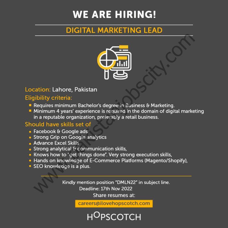 Hopscotch Pakistan Jobs Digital Marketing Lead 1