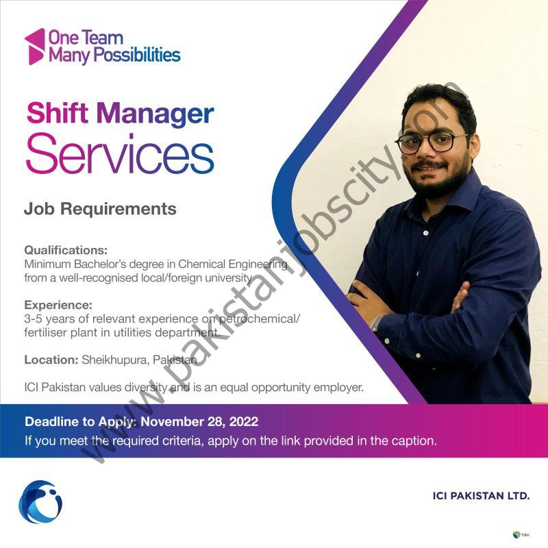 ICI Pakistan Ltd Jobs Shift Manager Services 1