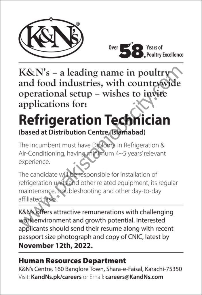 K&N's Pakistan Jobs Refrigeration Technician 1