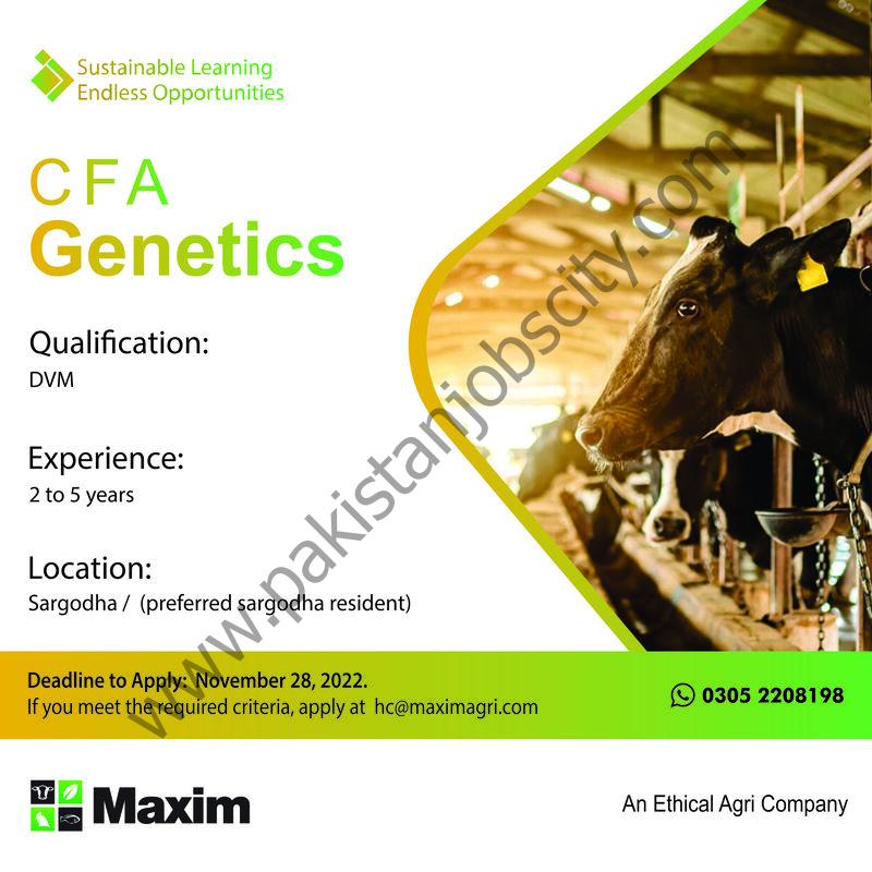 Maxim Agri Pvt Ltd Jobs CFA Genetics 1