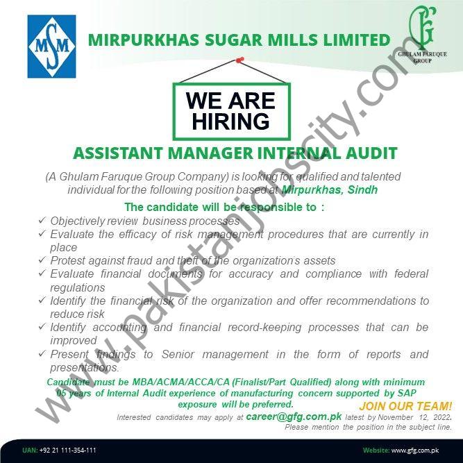 Mirpurkhas Sugar Mills Limited Jobs Assistant Manager Internal Audit 1